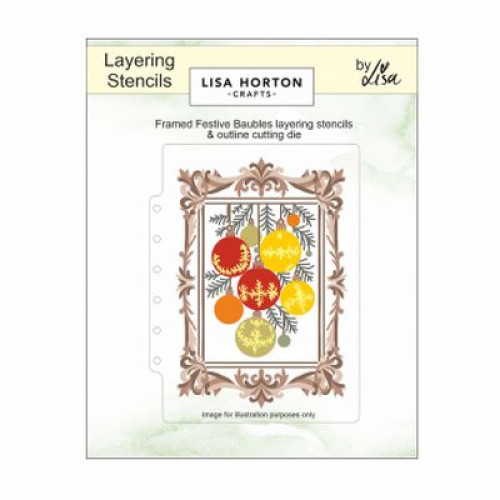 festive baubles layering stencils & outline cutting die - by lisa horton LHCAS205